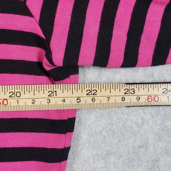 Pink Dolphin Men Medium Striped Long Sleeve Knit Shirt Pink Black Y2K Streetwear - Picture 5 of 8